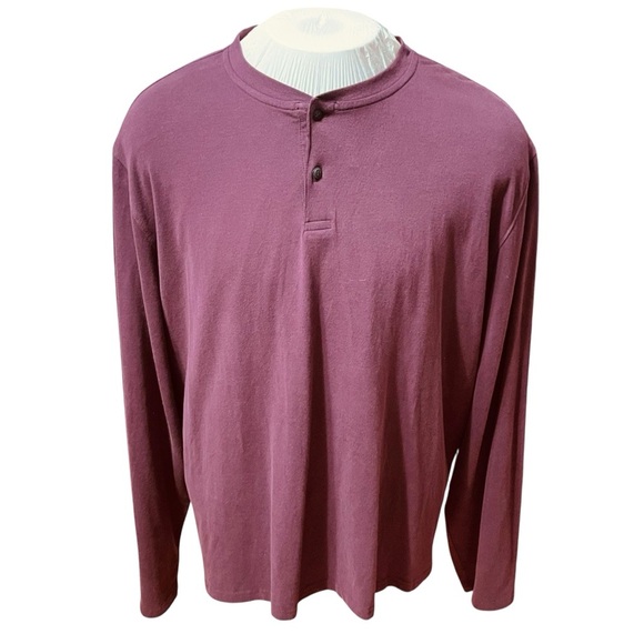 Joseph Abboud Men’s XXL Burgundy Long Sleeve Henley Shirt Cotton Modal Blend - Picture 1 of 10